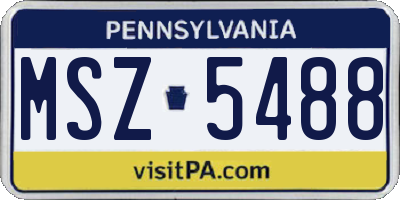 PA license plate MSZ5488