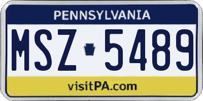 PA license plate MSZ5489