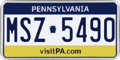 PA license plate MSZ5490