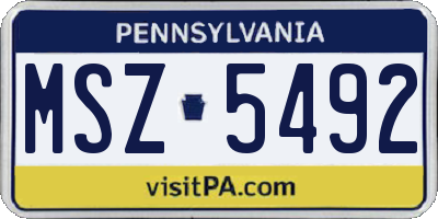 PA license plate MSZ5492