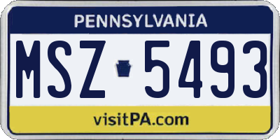 PA license plate MSZ5493