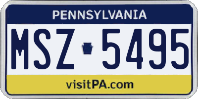 PA license plate MSZ5495