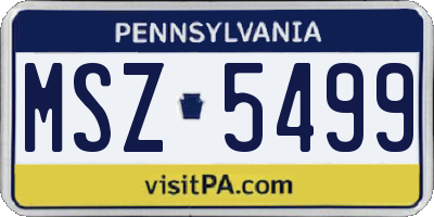 PA license plate MSZ5499