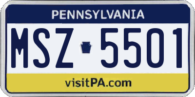PA license plate MSZ5501