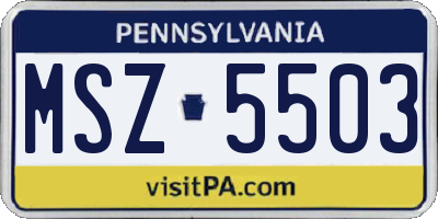 PA license plate MSZ5503