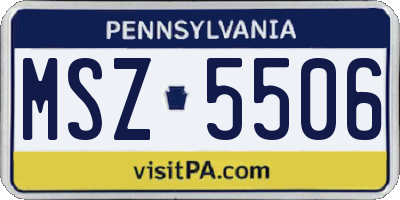 PA license plate MSZ5506