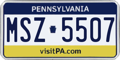 PA license plate MSZ5507