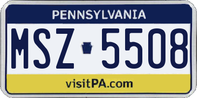 PA license plate MSZ5508