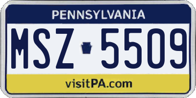 PA license plate MSZ5509