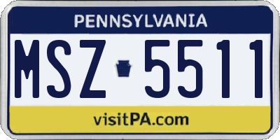 PA license plate MSZ5511