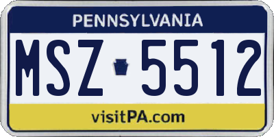 PA license plate MSZ5512