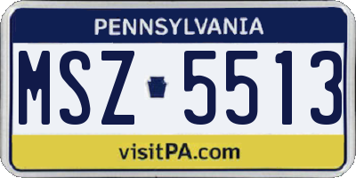 PA license plate MSZ5513
