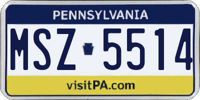 PA license plate MSZ5514