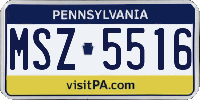 PA license plate MSZ5516