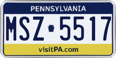 PA license plate MSZ5517