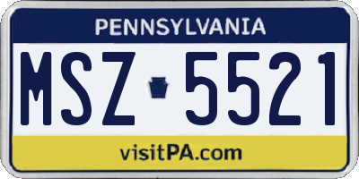 PA license plate MSZ5521