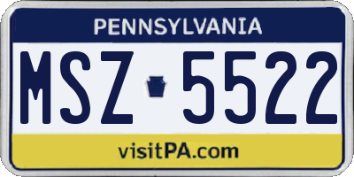 PA license plate MSZ5522