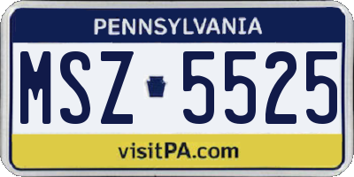 PA license plate MSZ5525