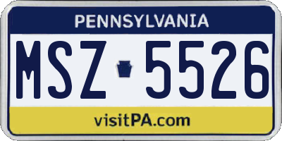 PA license plate MSZ5526
