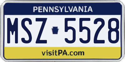 PA license plate MSZ5528
