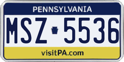 PA license plate MSZ5536