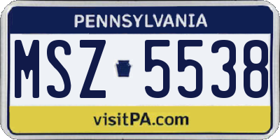 PA license plate MSZ5538