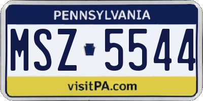 PA license plate MSZ5544