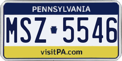 PA license plate MSZ5546