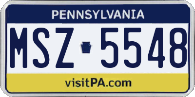 PA license plate MSZ5548