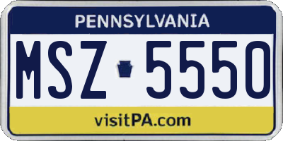 PA license plate MSZ5550