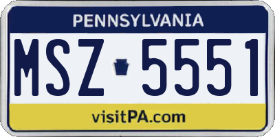 PA license plate MSZ5551