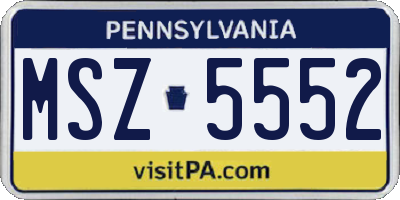 PA license plate MSZ5552