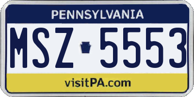 PA license plate MSZ5553
