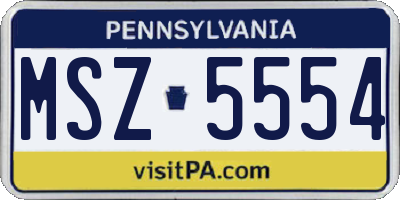 PA license plate MSZ5554