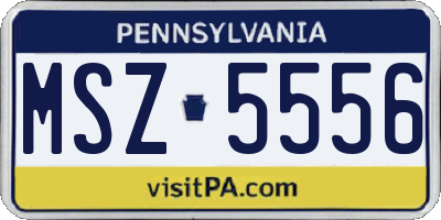 PA license plate MSZ5556