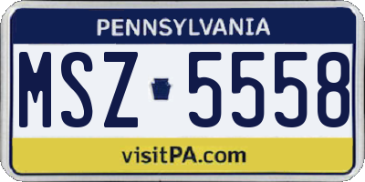 PA license plate MSZ5558