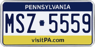 PA license plate MSZ5559