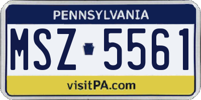 PA license plate MSZ5561
