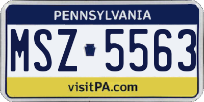 PA license plate MSZ5563