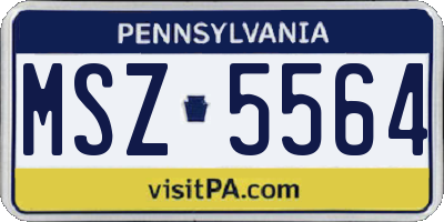 PA license plate MSZ5564