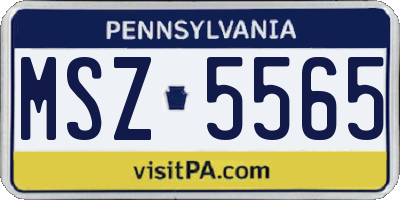 PA license plate MSZ5565