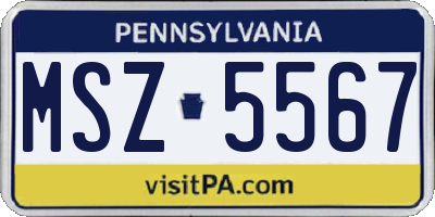PA license plate MSZ5567