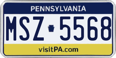 PA license plate MSZ5568