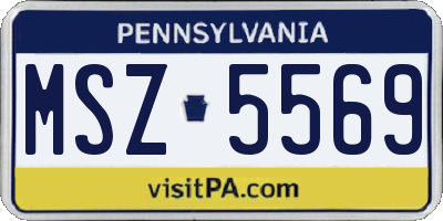 PA license plate MSZ5569