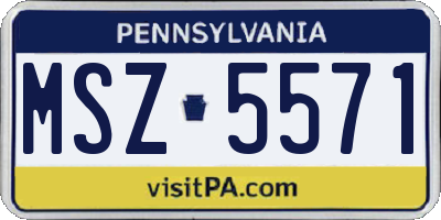 PA license plate MSZ5571