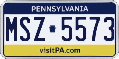 PA license plate MSZ5573