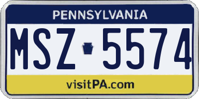PA license plate MSZ5574
