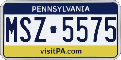 PA license plate MSZ5575