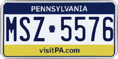 PA license plate MSZ5576