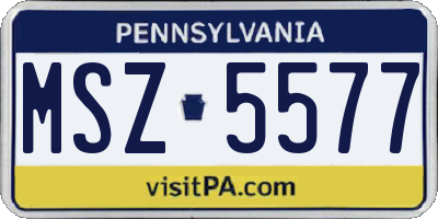 PA license plate MSZ5577
